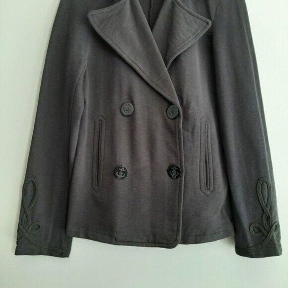 CHAPS | Classic Light Stretchy Peacoat Jacket Coat Navy Blue Embellished Sz M - Picture 4 of 12